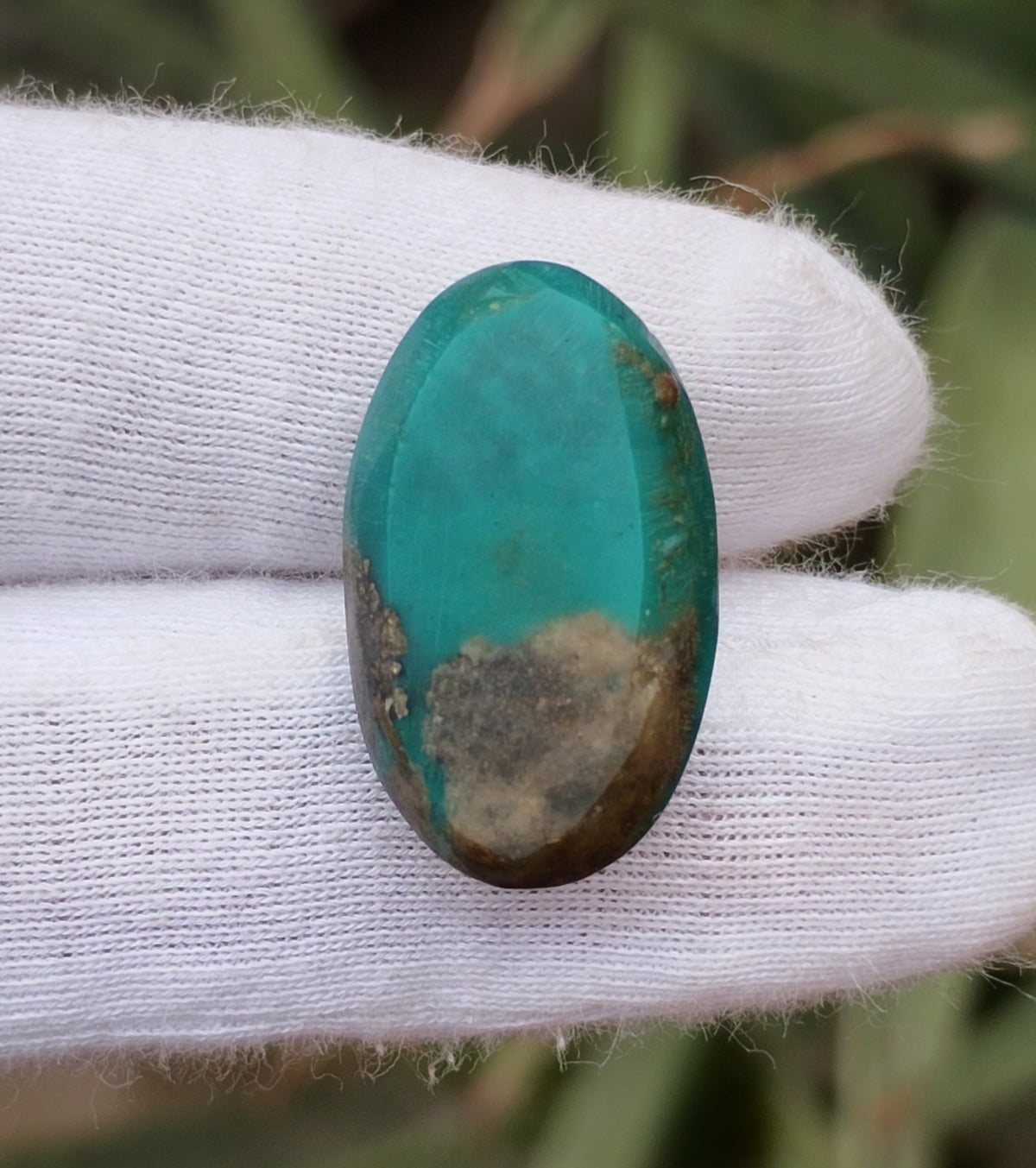 22ct Green Turquoise with Pyrite, Natural Feroza Stone Dimension 19x23x10mm