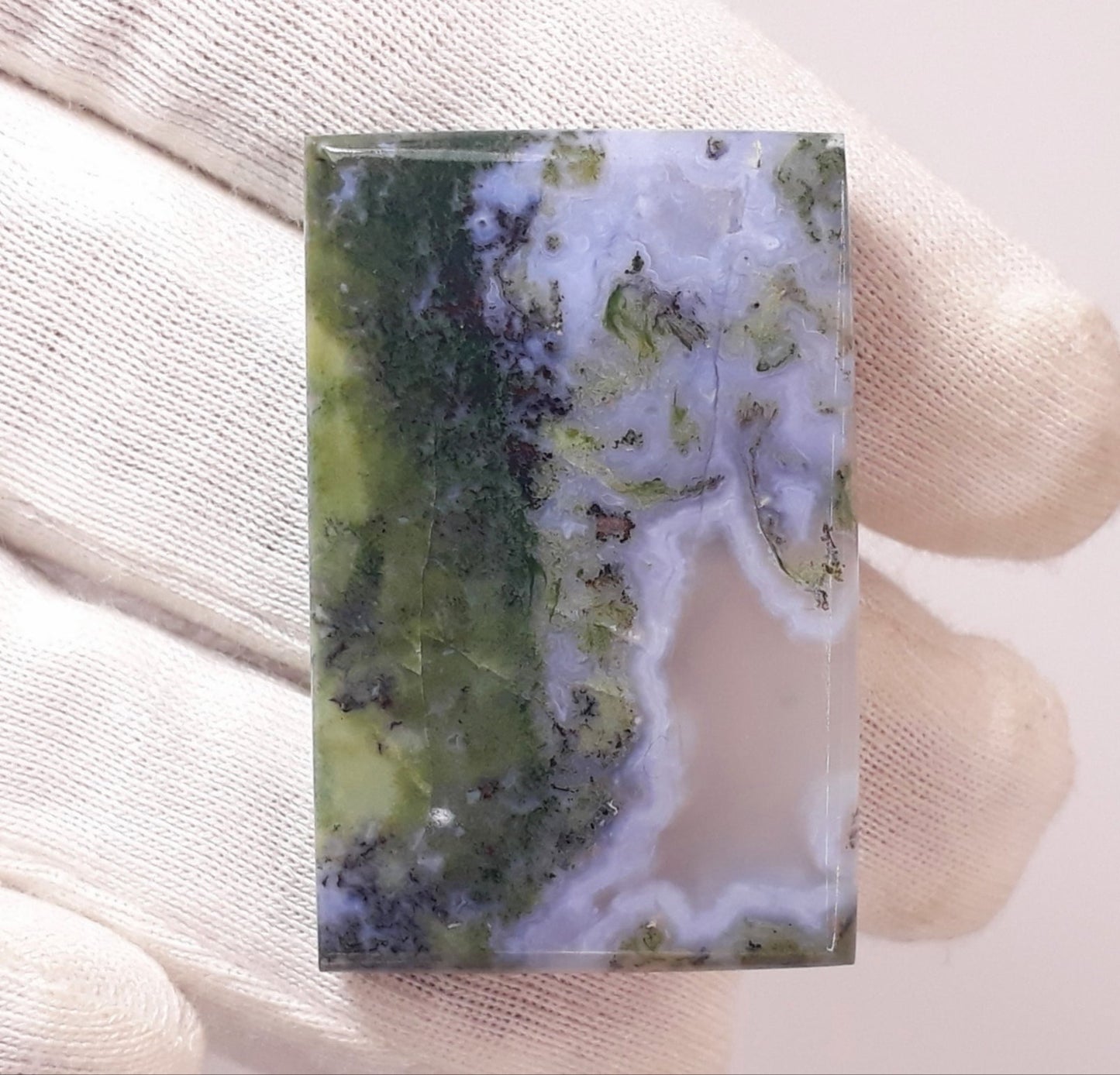 73.6ct- Natural Landscape Moss Agate Collector Gem - 38 x 24 x 6mm