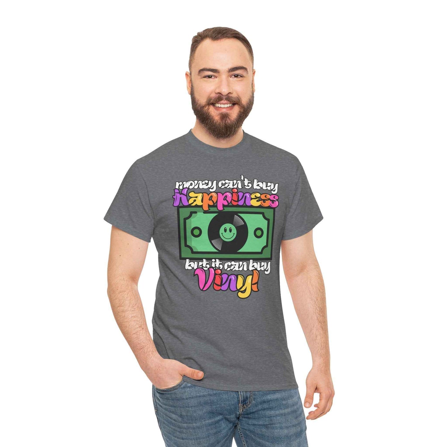 'Money can't buy happiness' Men's Vinyl T-Shirt