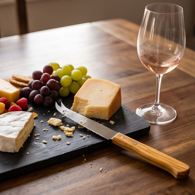 Premium Wooden Handle Cheese Knife with Forked Tip | Stainless Steel
