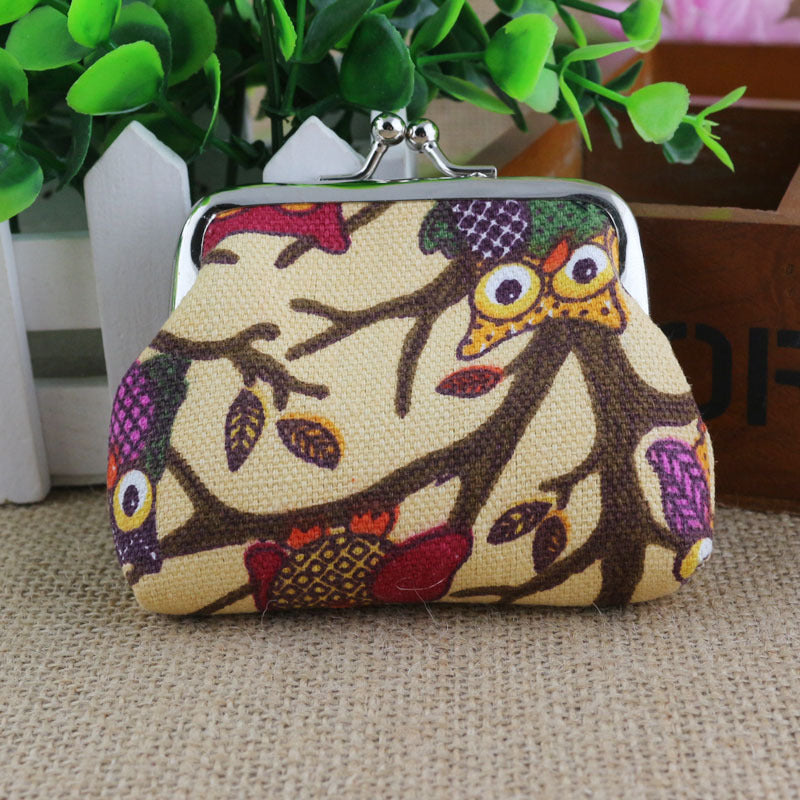 Korean lovely small zero purse lady canvas owl cartoon children coin bag Yiwu small purse wholesale
