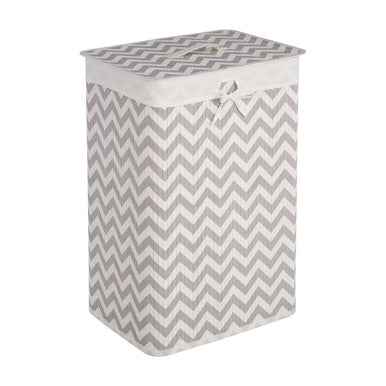 Kankyo White And Grey Chevron Laundry Hamper