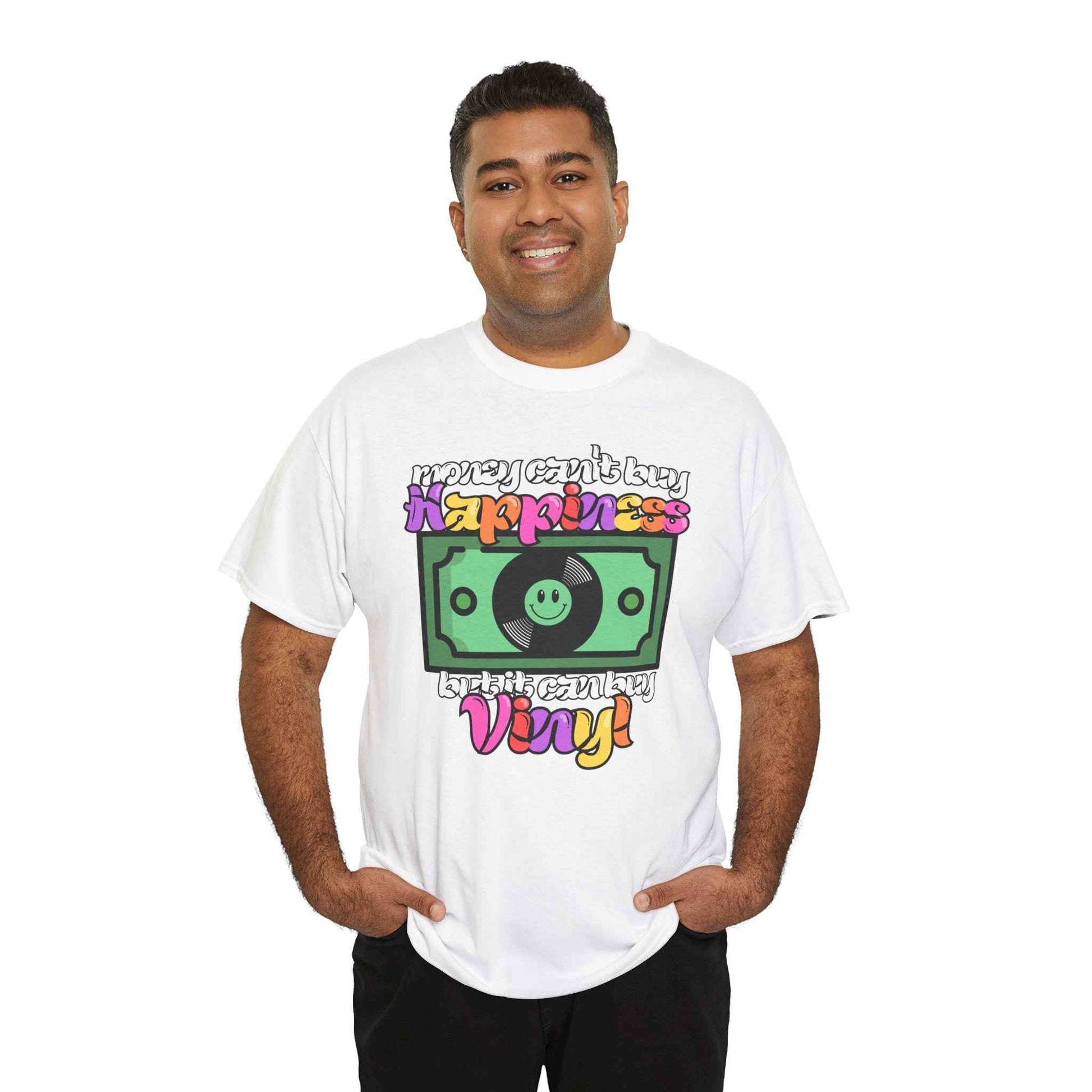 'Money can't buy happiness' Men's Vinyl T-Shirt