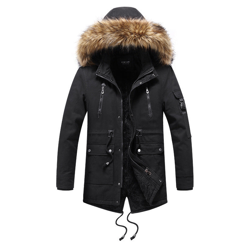 Men's mid-length padded trench coat