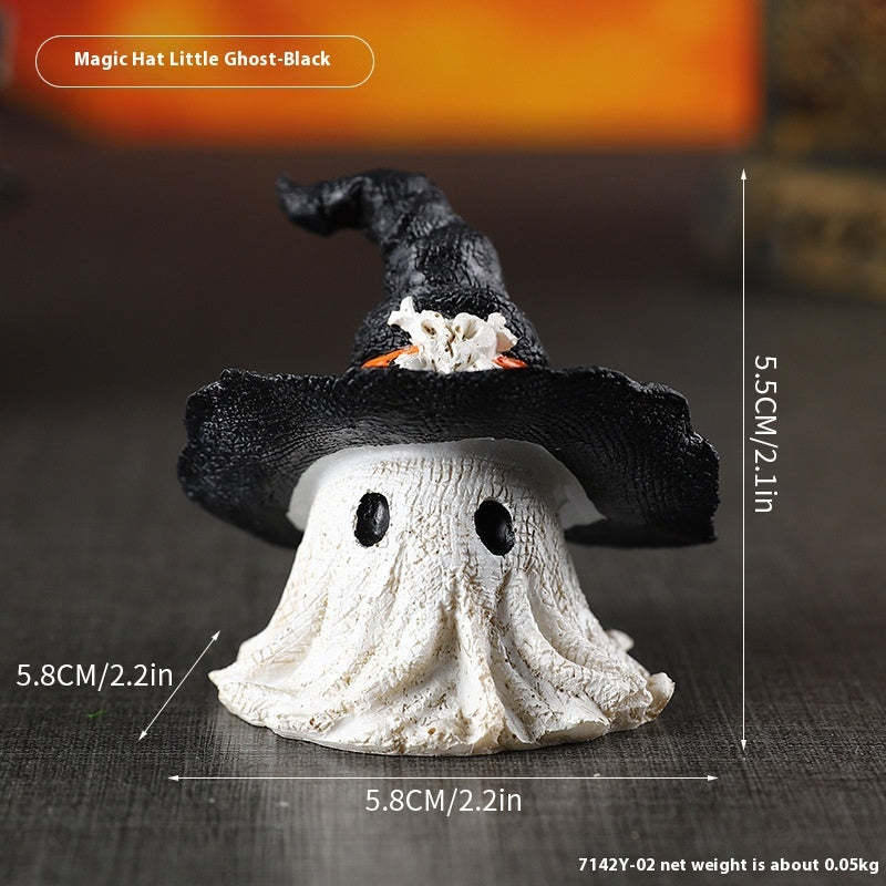 Resin Decoration Halloween Wizard Hat Ghost Ornaments