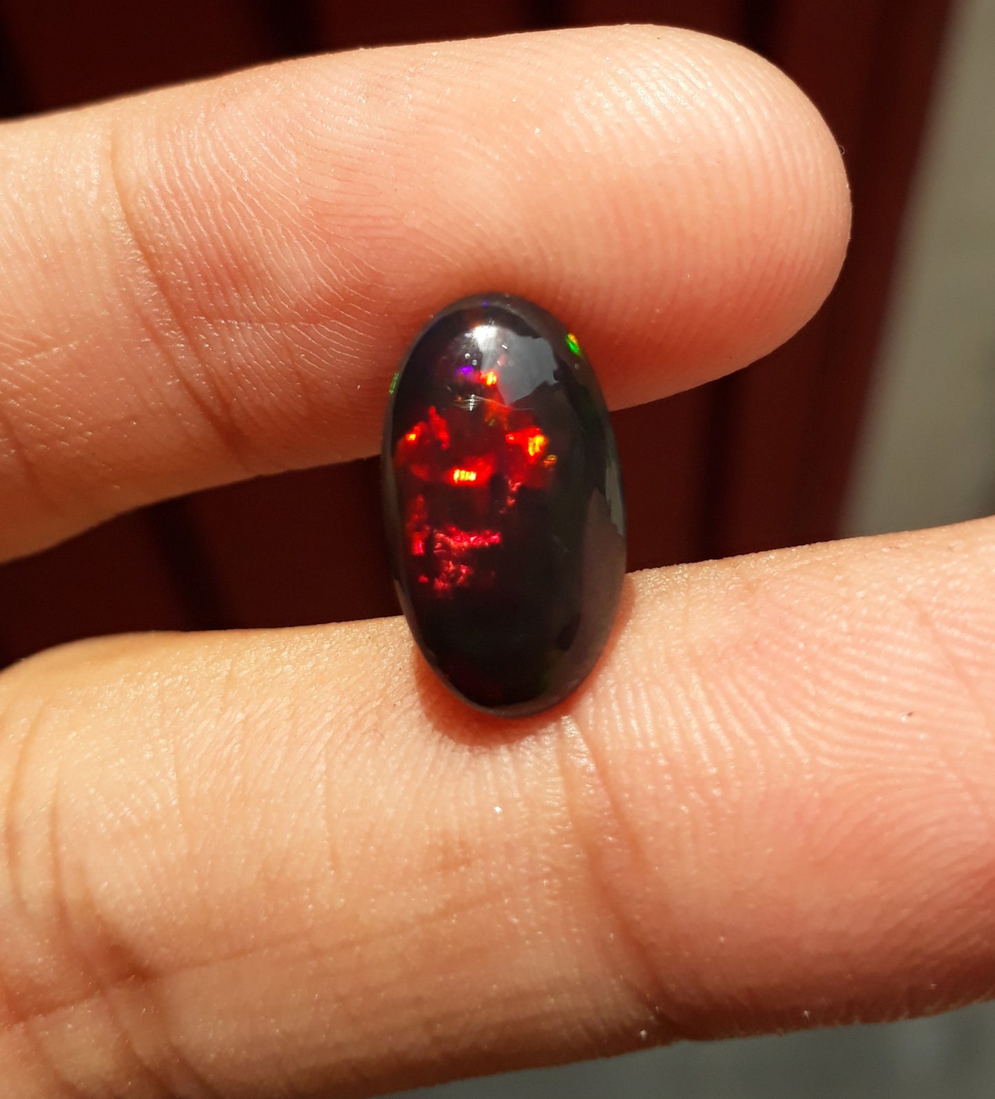 3.9ct Opal for Sale - Black Fire Opal - October Birthstone - 15x9mm