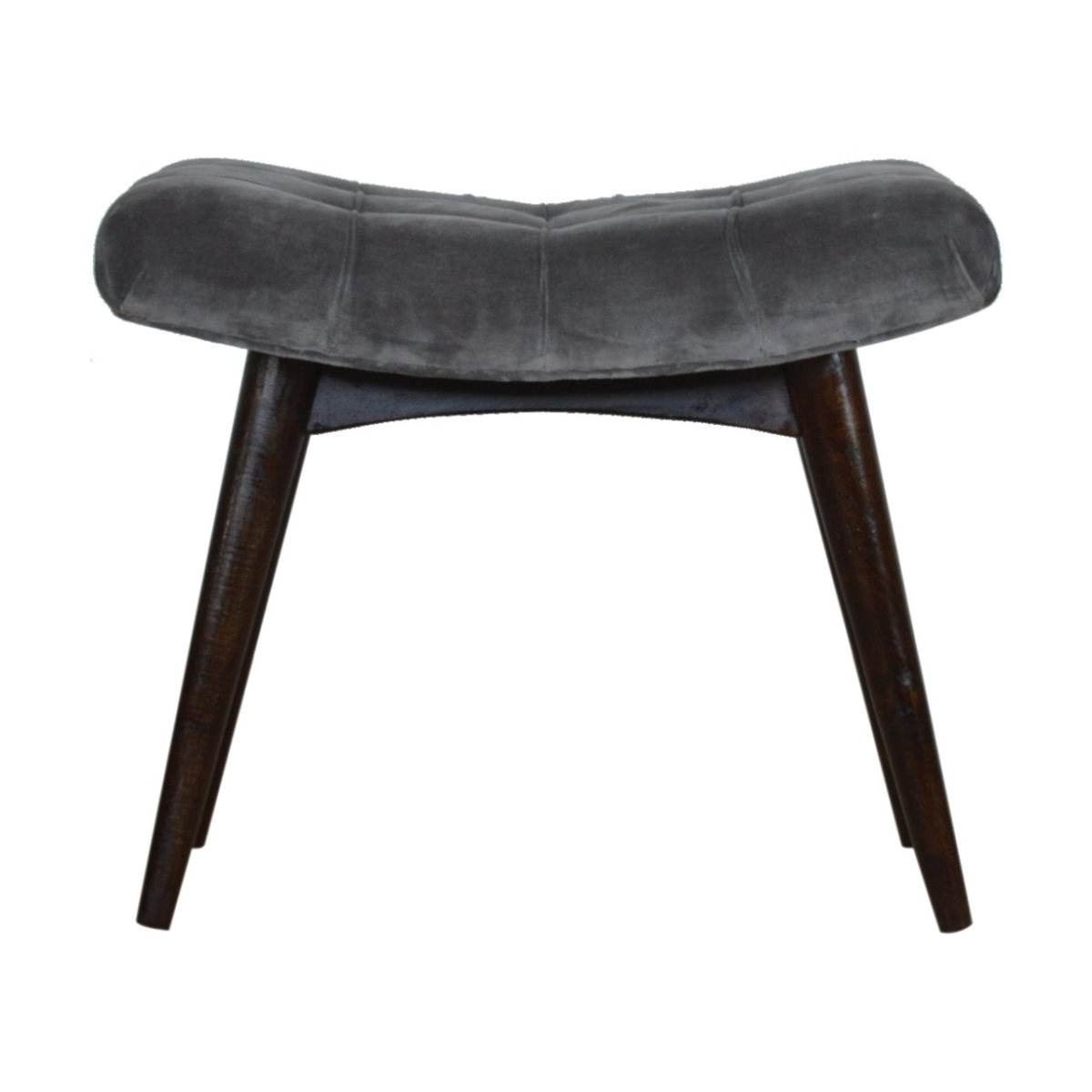 Artisan Furniture Solid Wood Grey Cotton Velvet Curved Bench