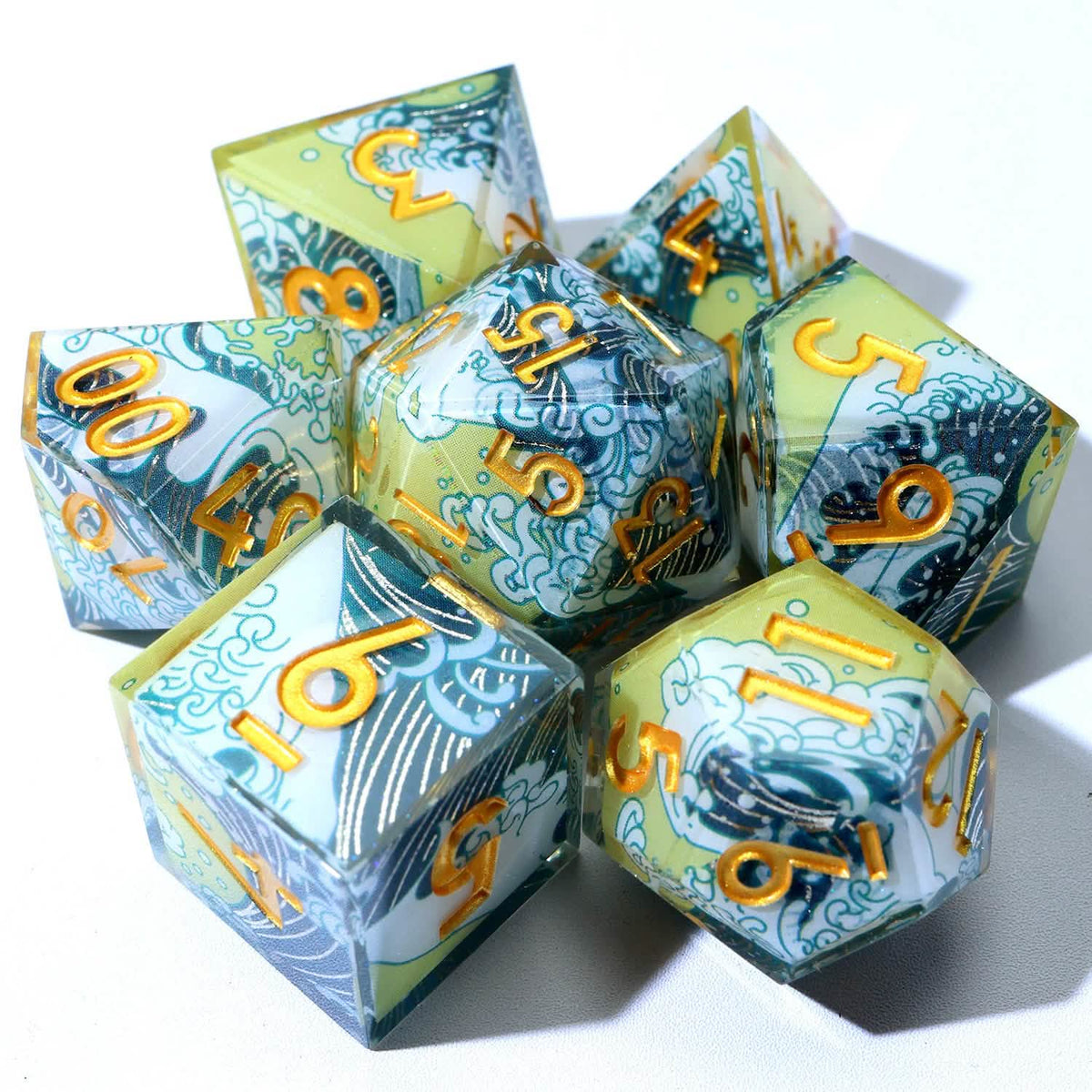Dawnbreaker | Sharp Edge Dice | Resin | 7 Piece Set
