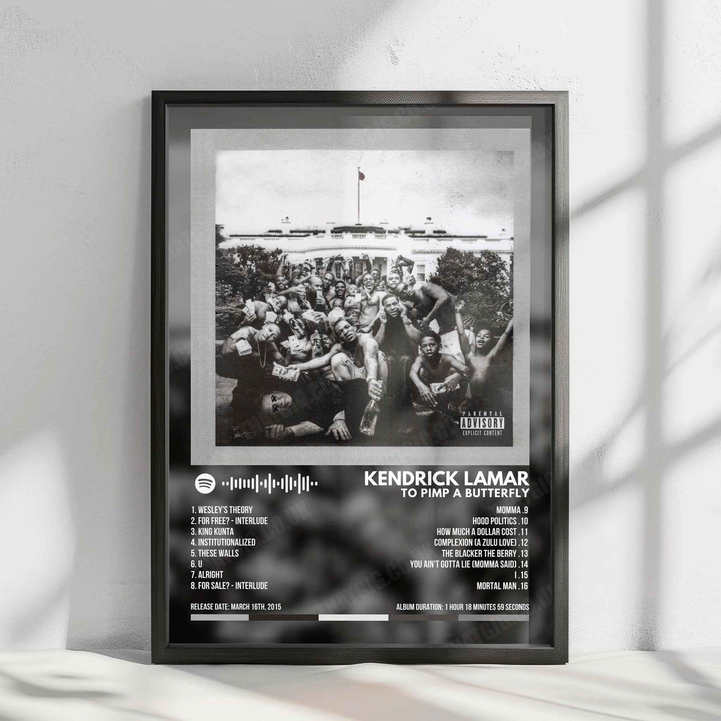 Kendrick Lamar "To Pimp A Butterfly" Album Cover Poster - with Complete Tracklist