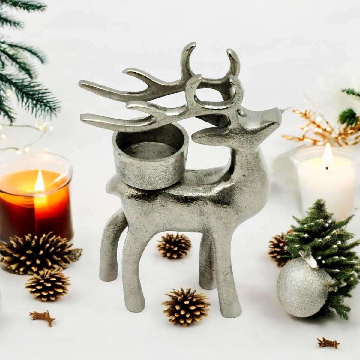 12.5CM REINDEER CANDLE HOLDER