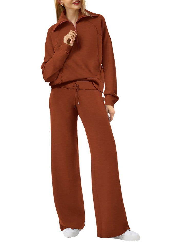 Solid Color Long-sleeved Sweater Trousers Suit Women's Suit