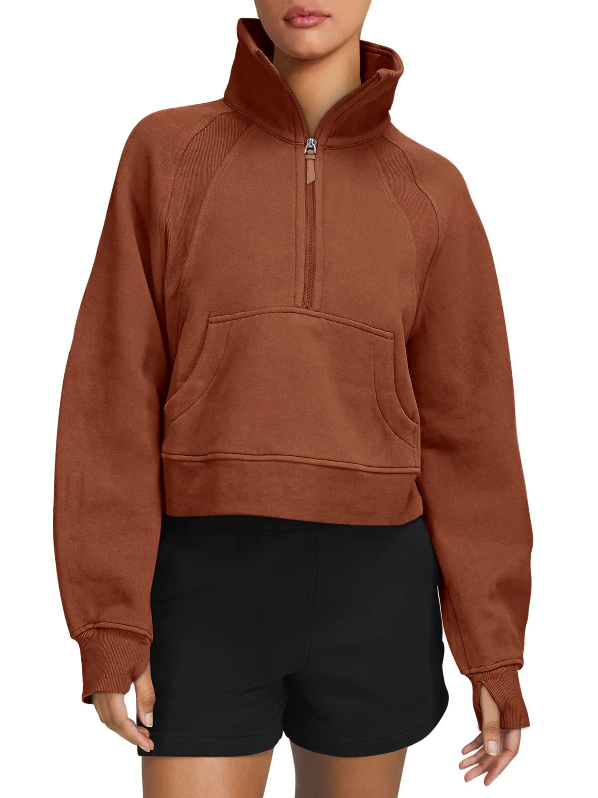 Autumn And Winter Fleece Sweater Half Zipper Coat Stand Collar Pocket European And American Style Women Sweater