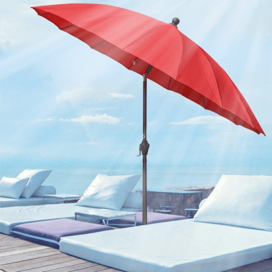 2.6m Large Red Garden Patio Parasol with Crank and Tilt