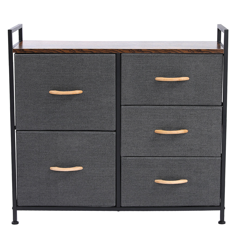 Dresser Organizer with 5 Drawers, Fabric Dresser Tower for Bedroom, Hallway, Entryway, Closets - Dark Gray