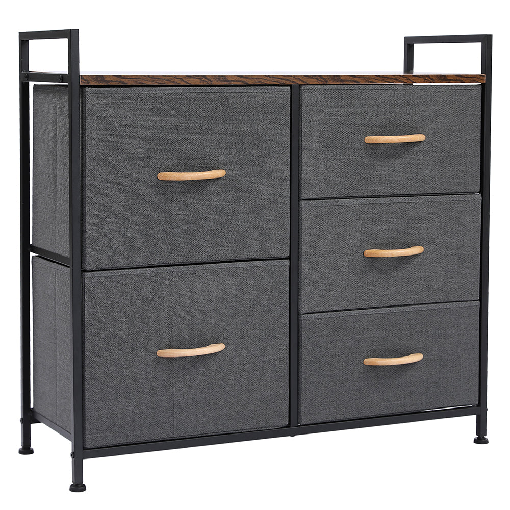 Dresser Organizer with 5 Drawers, Fabric Dresser Tower for Bedroom, Hallway, Entryway, Closets - Dark Gray