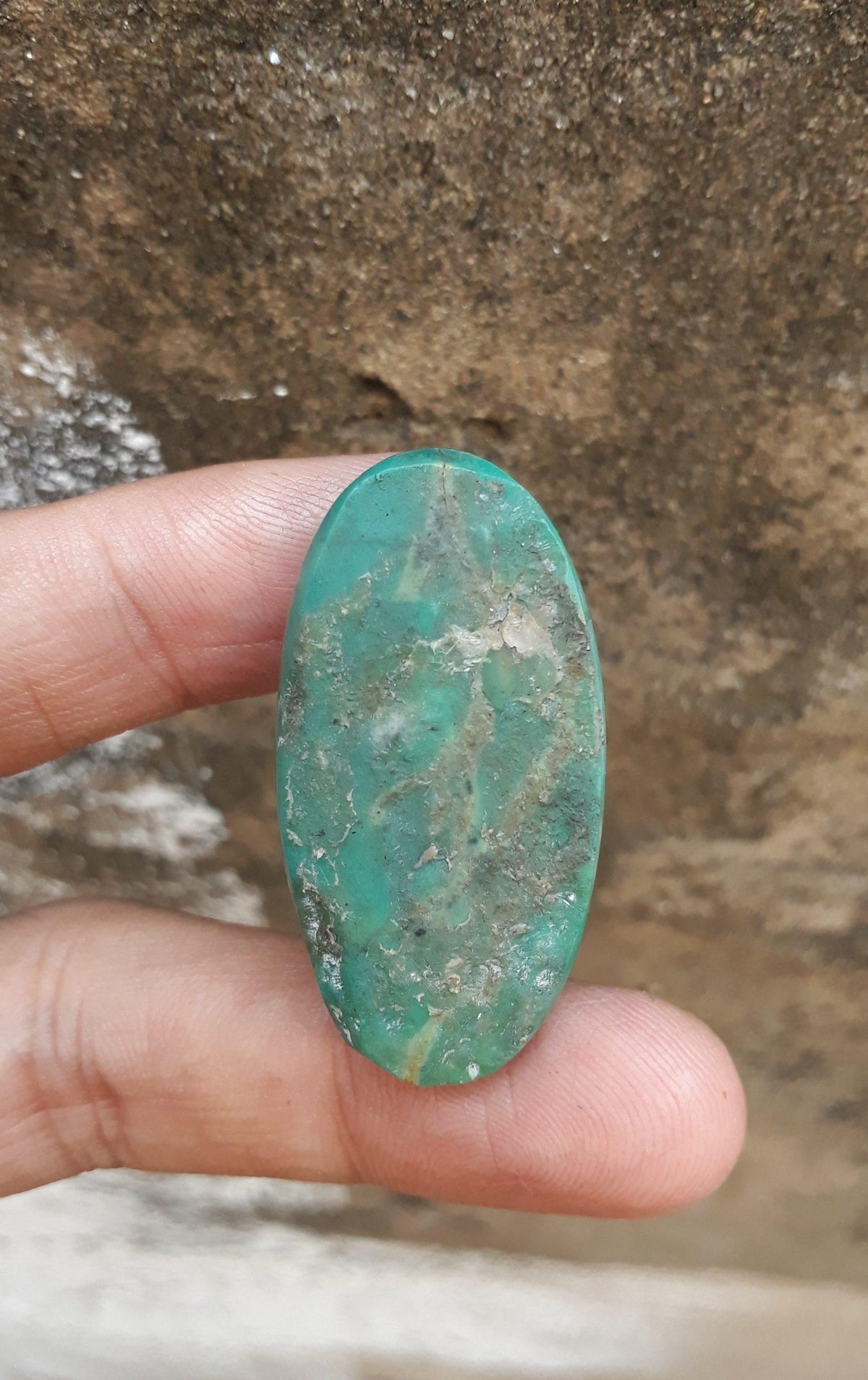 43ct Morenci Turquoise - Natural Green Matrix Turquoise - Shajri Feroza - Dimension - 41x22mm