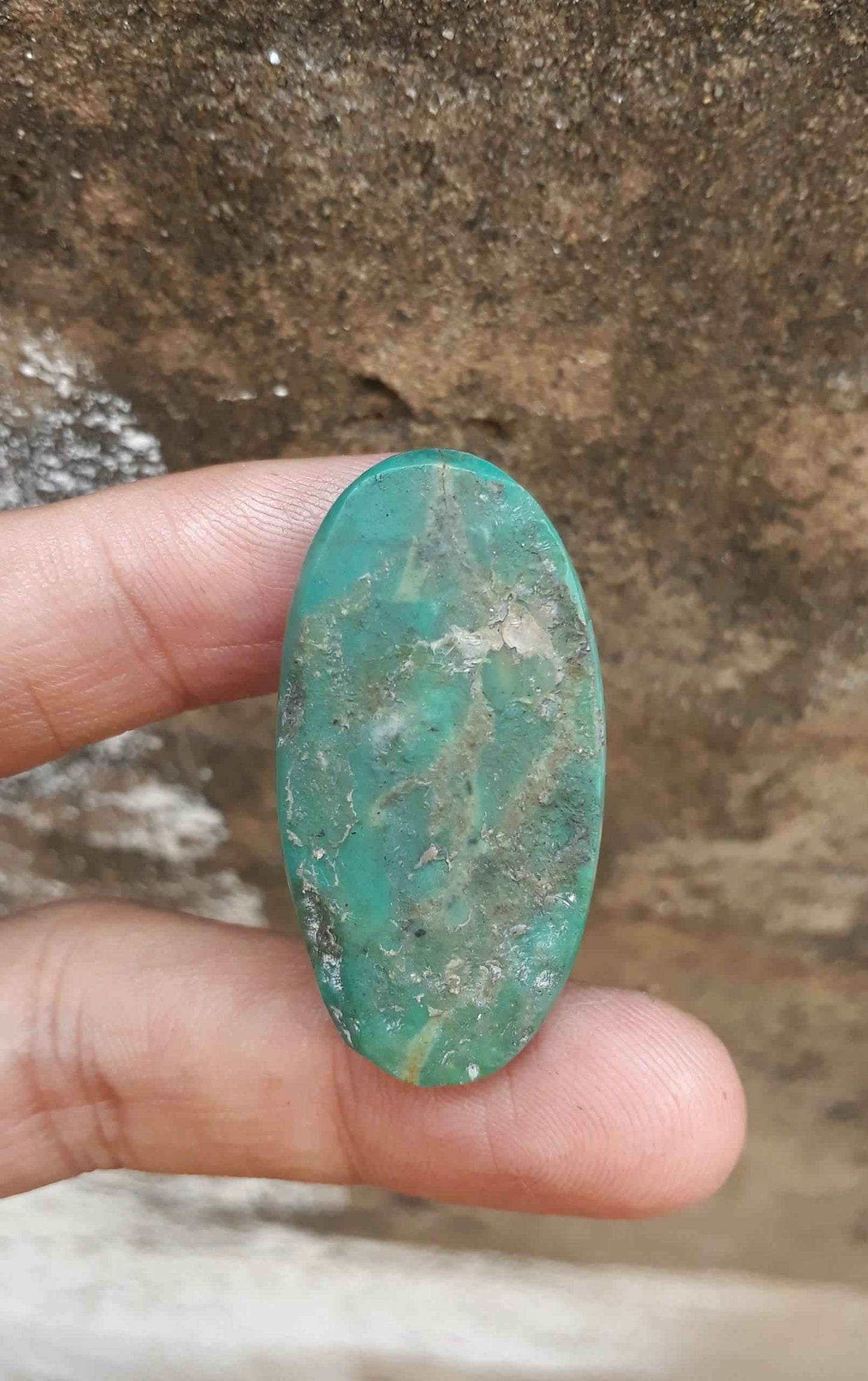 43ct Morenci Turquoise - Natural Green Matrix Turquoise - Shajri Feroza - Dimension - 41x22mm