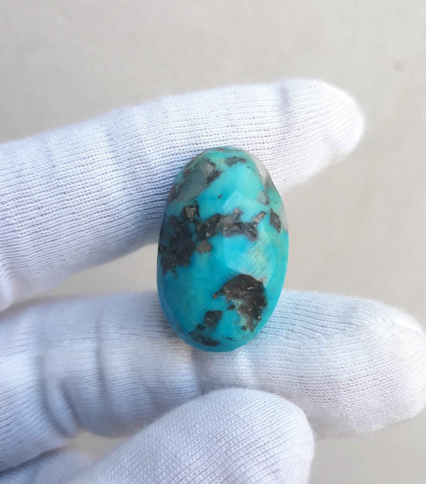 34ct Natural Certified Turquoise - Blue Turquoise - 34ct-25x16mm