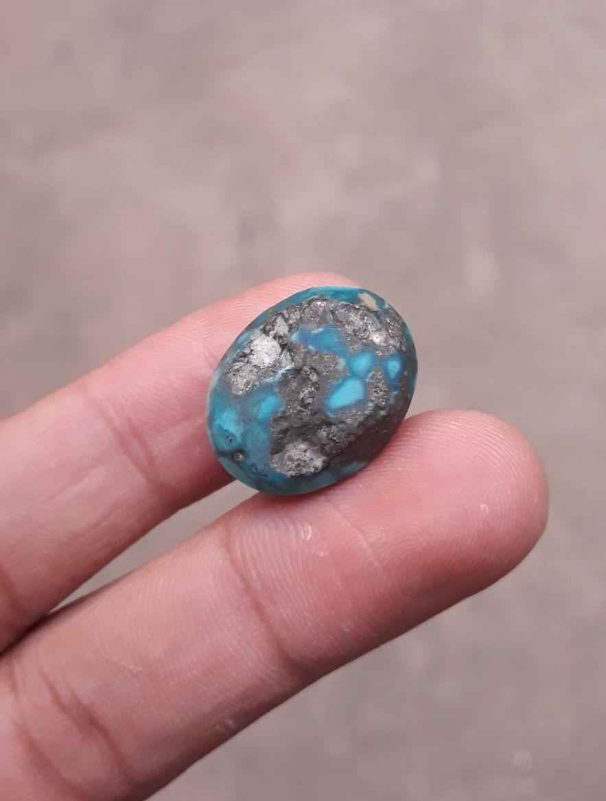 Natural Turquoise with Pyrite - Blue Matrix Turquoise - Shajri Feroza- 28ct-20x16mm