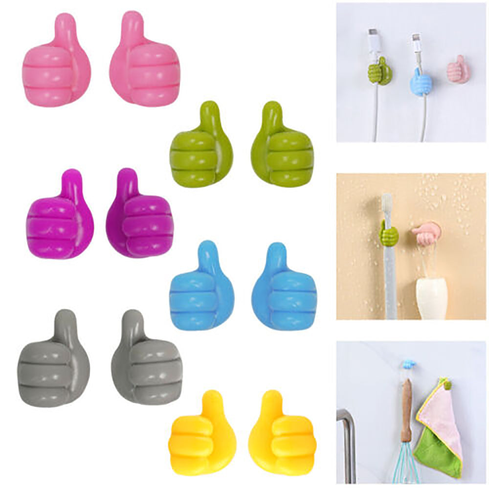 12 pcs Multifunctional Clip Handy Holder Self-Adhesive Wall Thumb Hooks NEW