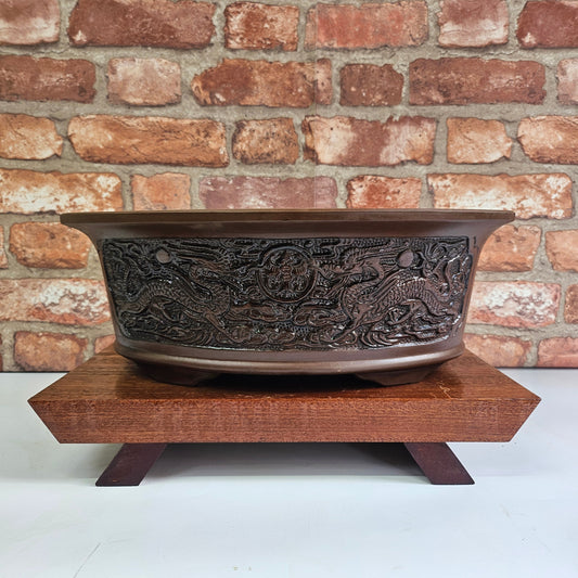 36cm Premium Unglazed Bonsai Pot | Oval | 36cm x 27cm x 13cm | Brown