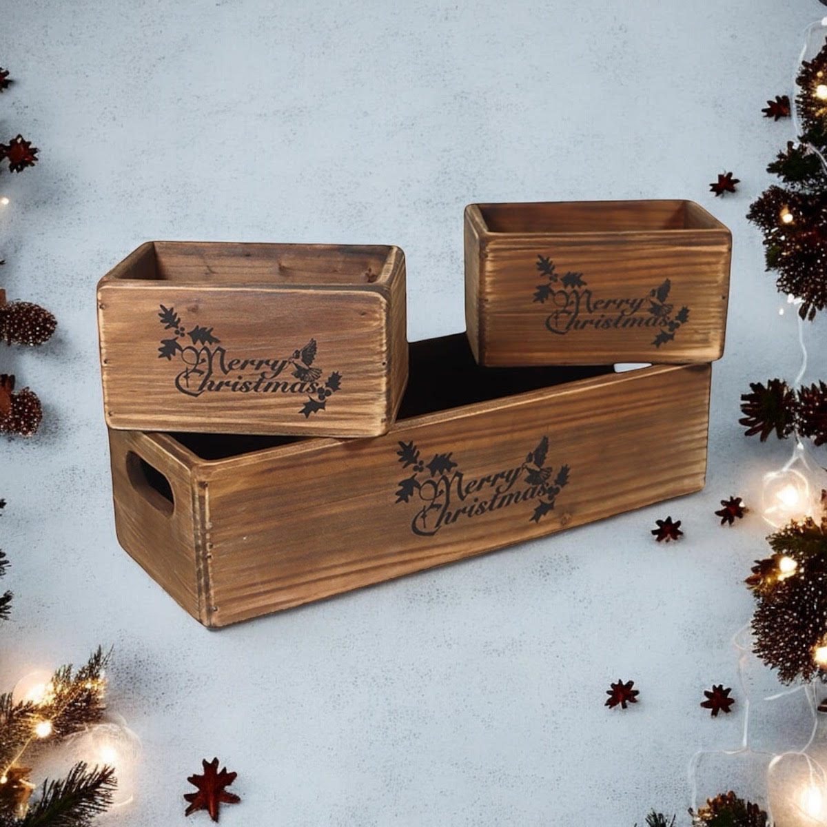 34/15/15CM SET 3 WOODEN BOXES