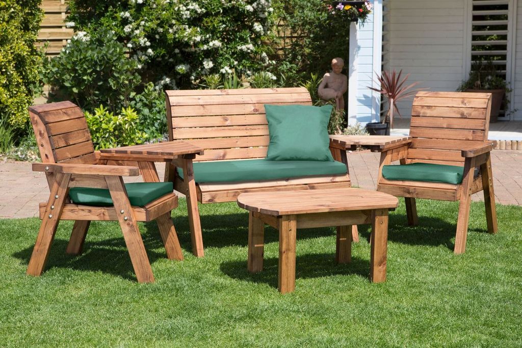 Charles Taylor Trading Four Seater Multi Set With Green Cushion Brown
