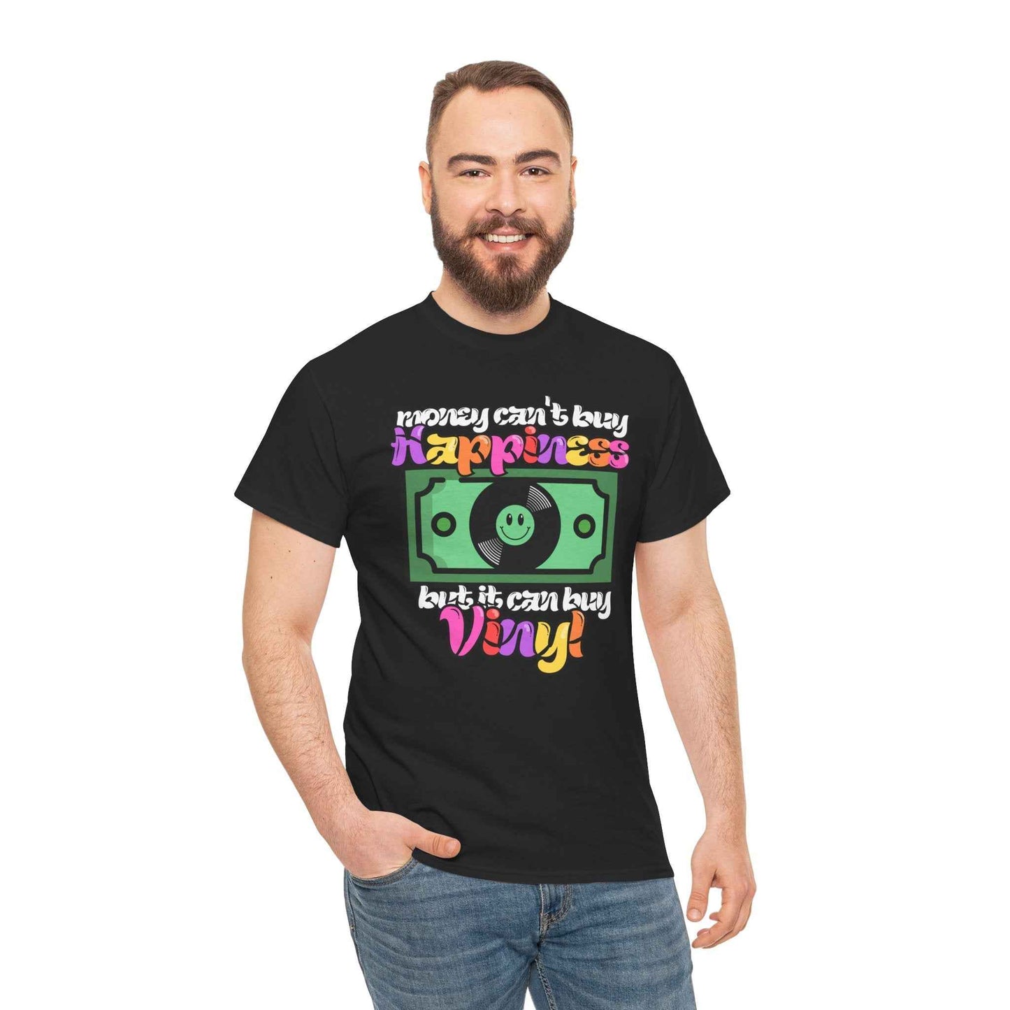 'Money can't buy happiness' Men's Vinyl T-Shirt