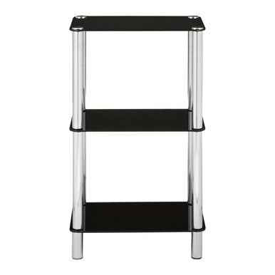 Adam 3 Tier Black Glass Shelf Unit