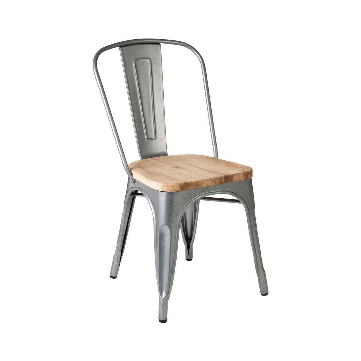 Aldgate Silver Chair in Powder Coated  Metal and Wood