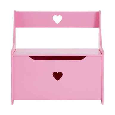 Kids Pink Heart Design Storage Box And Seat