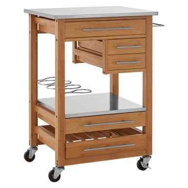 Harlow Bamboo Four Drawer Kitchen Trolley