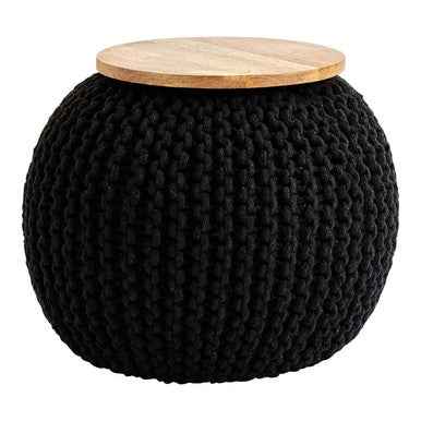 Fusion Black Woven Pouffe