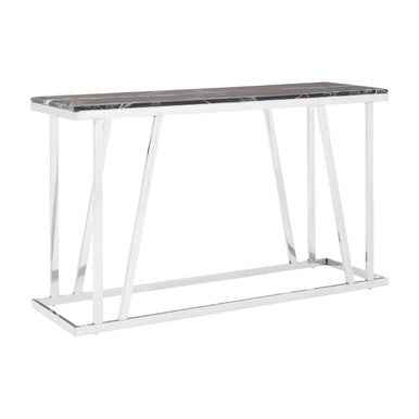 Ackley Silver Console Table With Black Marble Top