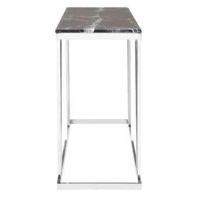 Ackley Silver Console Table With Black Marble Top