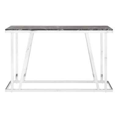 Ackley Silver Console Table With Black Marble Top