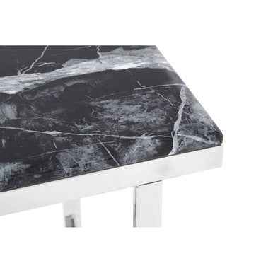 Ackley Silver Console Table With Black Marble Top