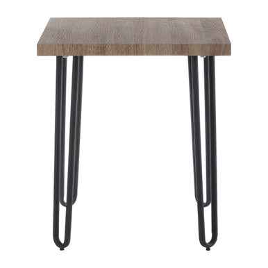 Borough Wooden Top Side Table With Hairpin Metal Legs