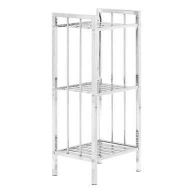 Dara 3 Tier Chrome Shelf Unit with Slatted Sides