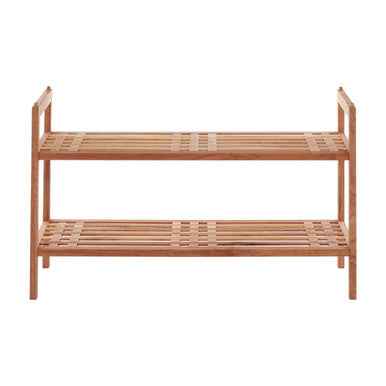 Arla 2 Tier Stackable Walnut Wood Shoe R