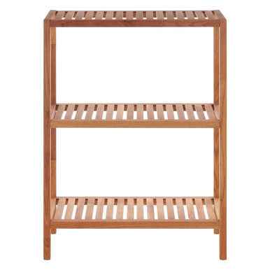 Arla 3 Tier Walnut Wood Bathroom Shelf Unit