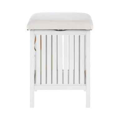 Salon White Bathroom Storage Stool with padded seat