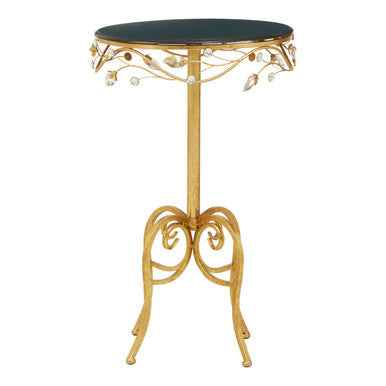 Yaxi Round Side Table With Gold Frame And Black Top
