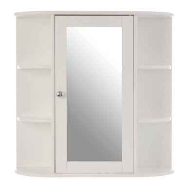 Portland Seven Shelf Mirrored Door Bathroom Cabinet