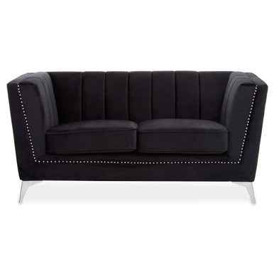 Hansa Two Seat Black Velvet Sofa