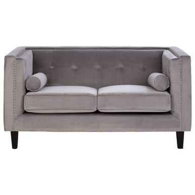 Felisa Two Seater Grey Velvet Sofa