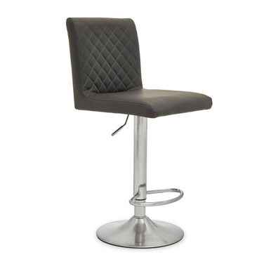 Baina Dark Grey Chrome Bar Stool With Round Base