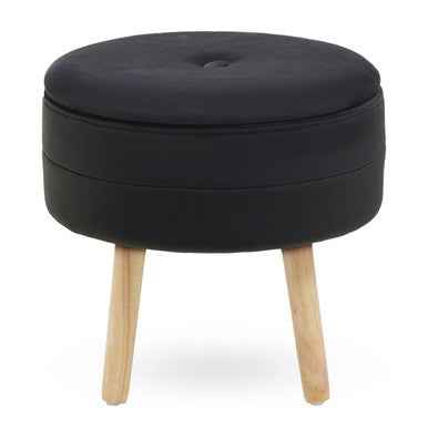 Ivy Black Velvet Stool