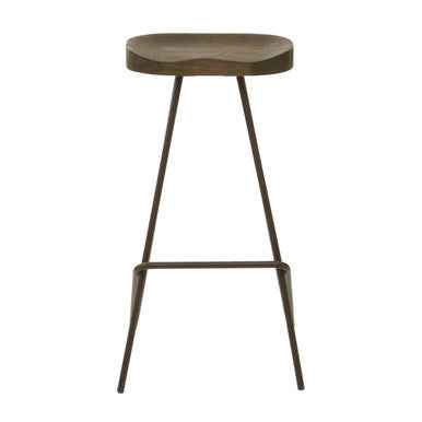 District Wooden Top Bar Stool With Metal Legs