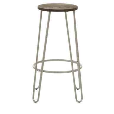 District Silver Finish Metal Frame Bar Stool